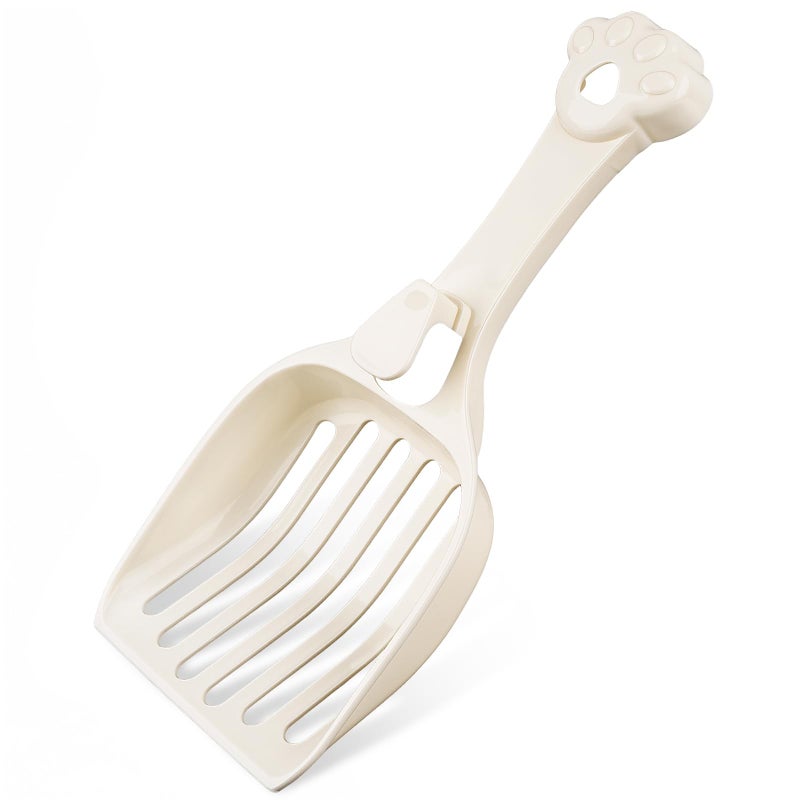 Depets Cat Litter Scoop, Litter Scoop with Wide Slats, Kitty Litter Scooper for Pine Pellets, Durable Plastic Litter Sifter Scoop - Designed for Easy Sifting, Milky White - Image 1